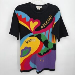 Vtg Lilly of California Cotton Knit‎ Top Short Sleeve Bazaar Vogue Sz S Novelty